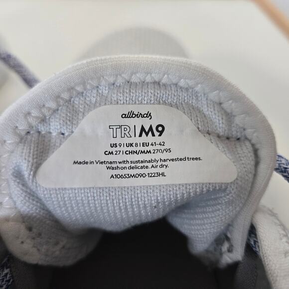 Allbirds Mens Tree Runner Blizzard/Hazy Cobolt (Blizzard Sole) Size 9 - Picture 10 of 10